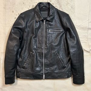 All Saints Black Leather Jacket Mens Size Medium